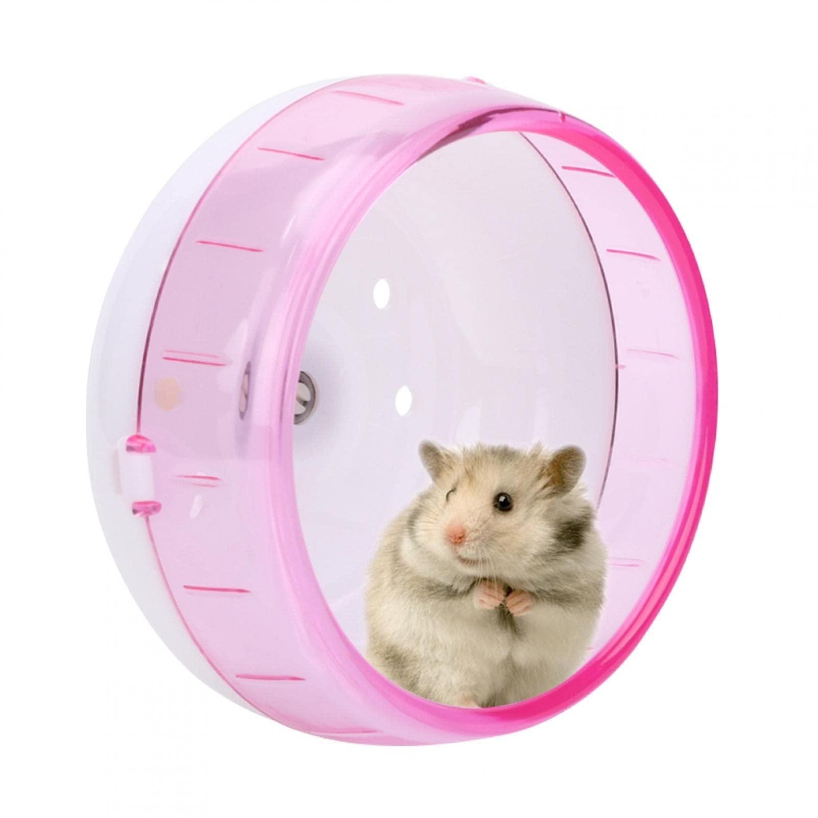 Silent Hamster Running Wheel - Adjustable Height Small Pet Exercise Wheel with Cage Attachment (Pink) | Quiet Hamster Activity Toy for Dwarf Hamsters, Mice & Gerbils | Perfect for Nighttime Play in Bedroom or Kids Room
