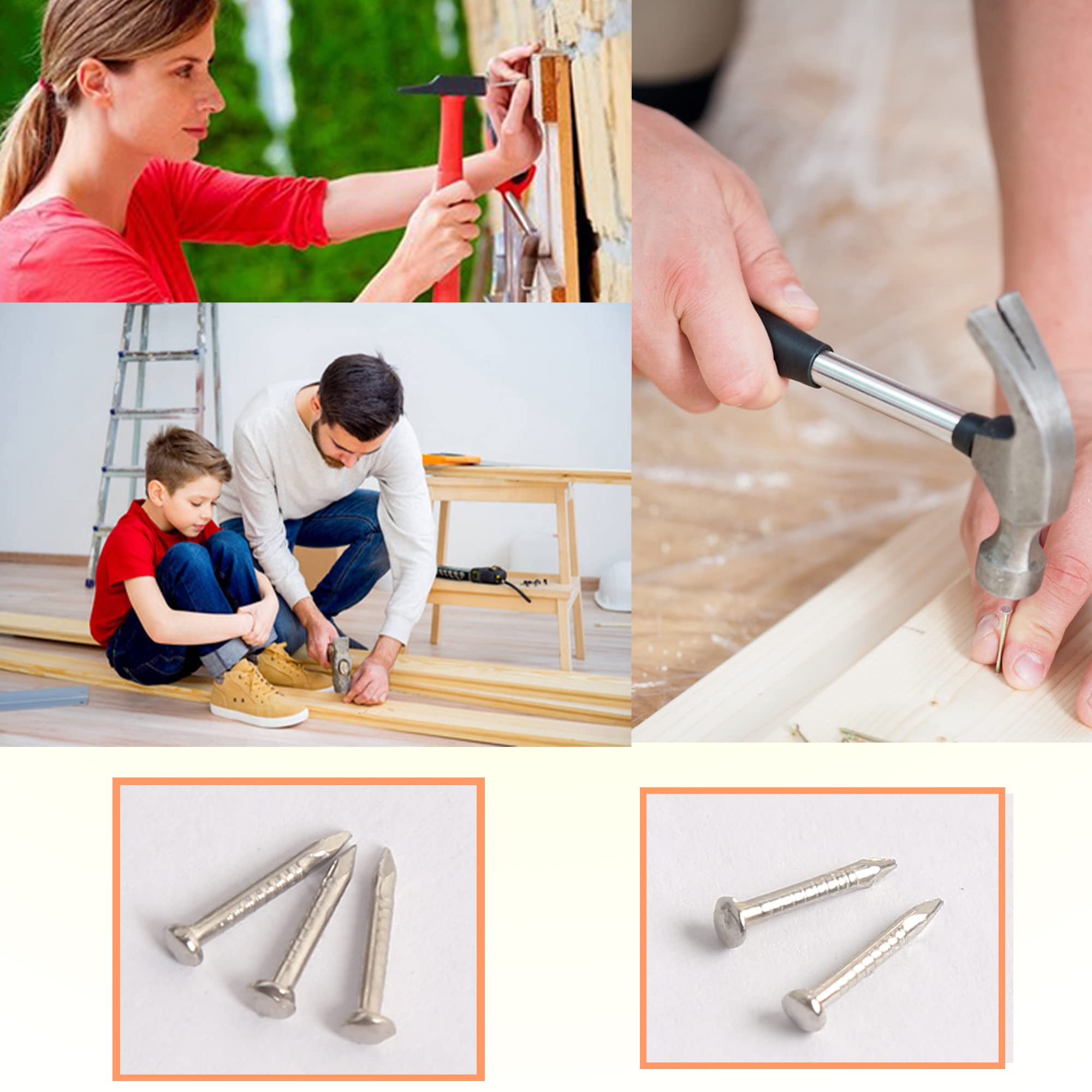 500pcs 10mm Small Iron Nails for Picture Hanging, Woodworking, Furniture DIY - Silver Decorative Nails for Home Decor & Craft Projects