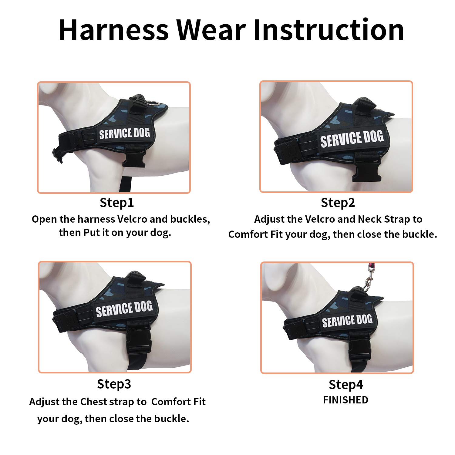 Dihapet No Pull Dog Harness - Adjustable Service Dog Vest for Training, Walking & Jogging - Reflective Pet Safety Vest for Small Medium Large Dogs - Perfect for Outdoor Adventures & Daily Walks