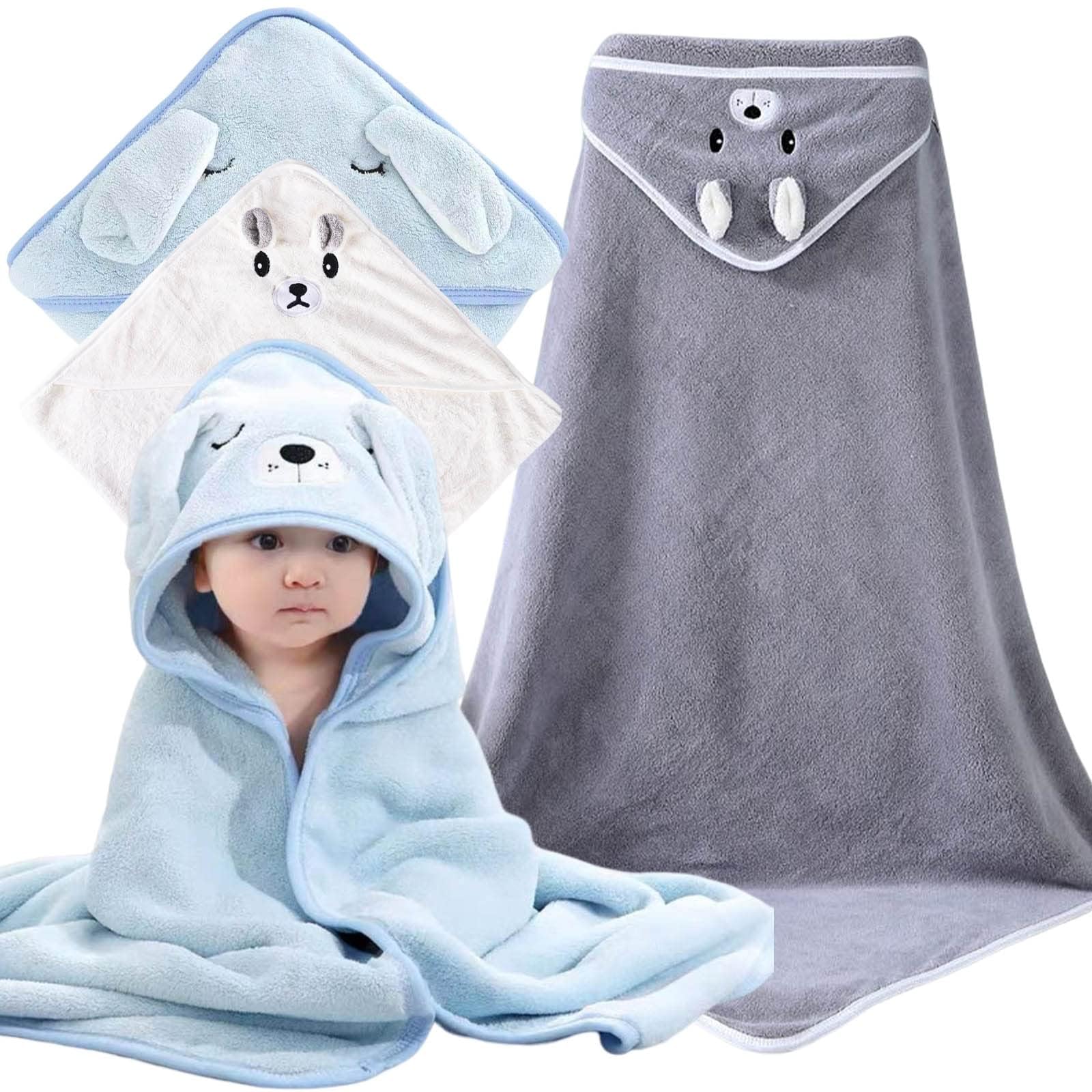 3 Pack Baby Hooded Towels - Soft & Absorbent 80x80cm Unisex Baby Bath Towels with Hood for Newborns & Toddlers - Perfect for Bath Time, Swimming & Spa Days