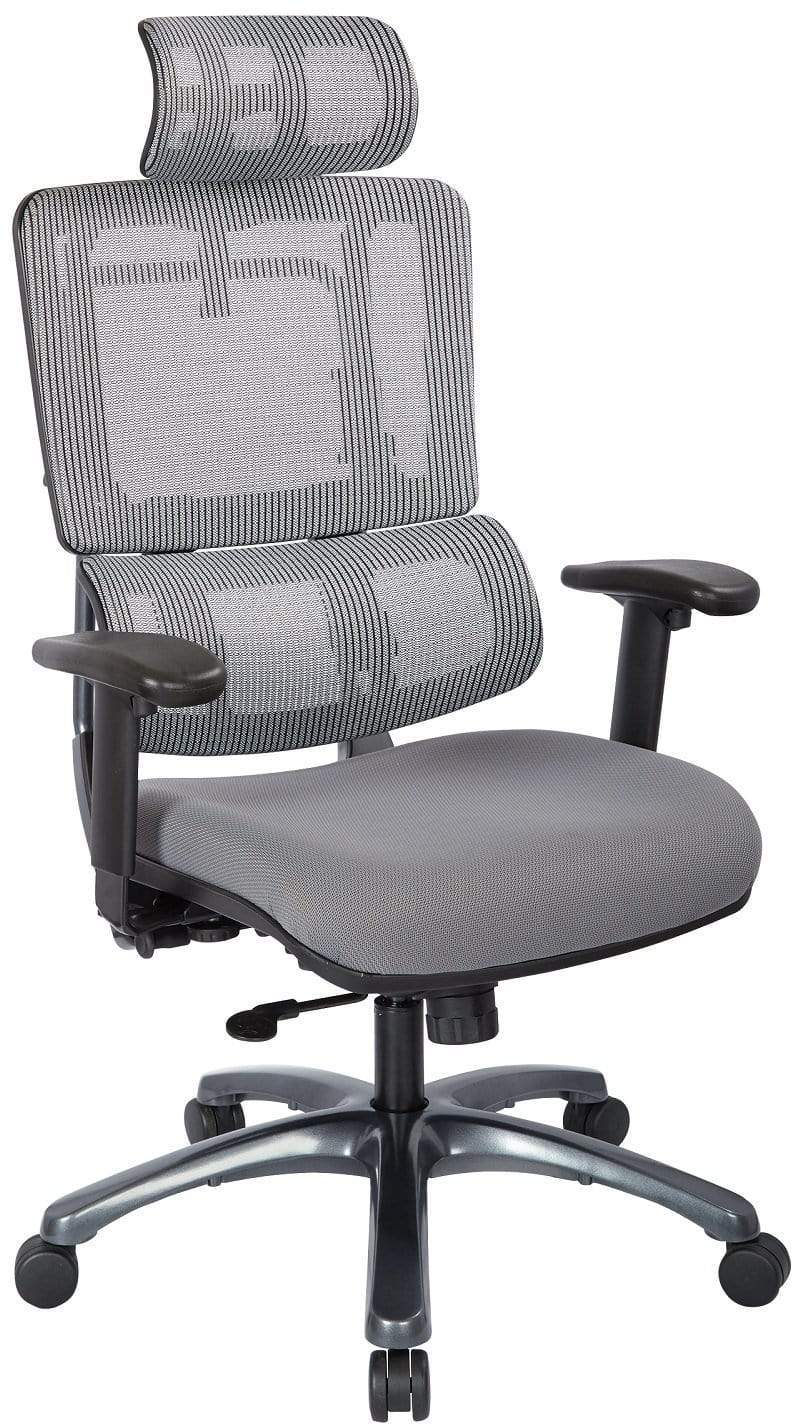 Office Star Pro Line II™ Vertical Grey Mesh Back Chair with Titanium Base - Ergonomic Office Chair for Home & Business Use [99667THRS 5811] - Perfect for Long Hours of Comfortable Sitting in Office or Study Room