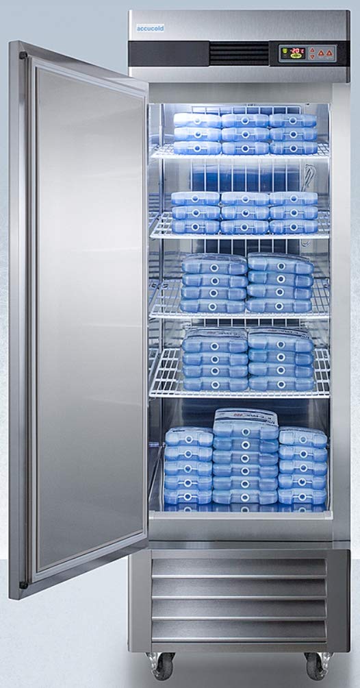 Summit Appliance AFS23MLLH 23 cu.ft. Stainless Steel Upright Pharmacy Freezer - Frost-Free, Left-Hand Door, Adjustable Shelves & Digital Thermostat - Perfect for Medical Labs, Pharmacies, and Vaccine Storage