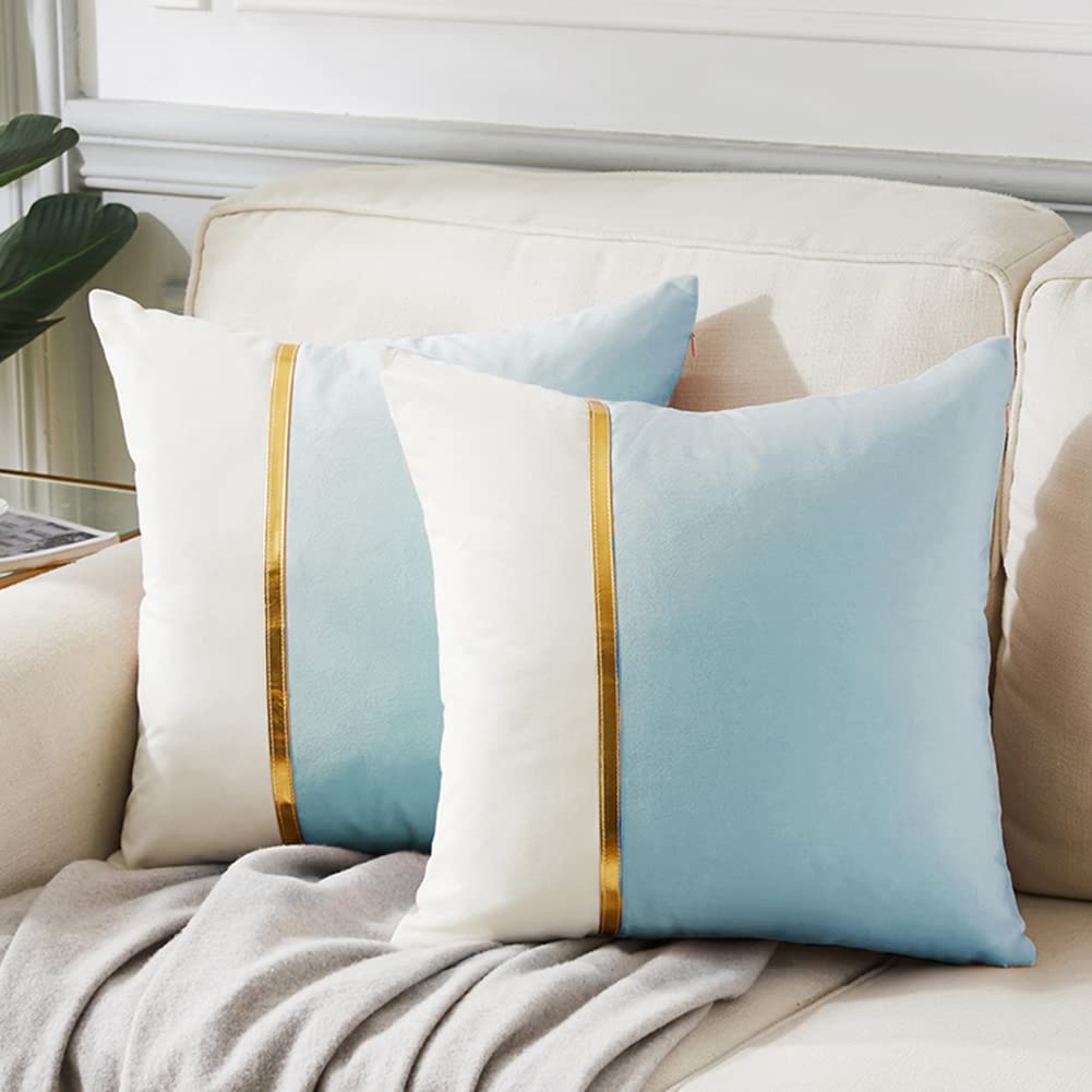 Luxury Blue Velvet Pillow Covers 20x20 Inch - Home Decor for Living Room & Bed