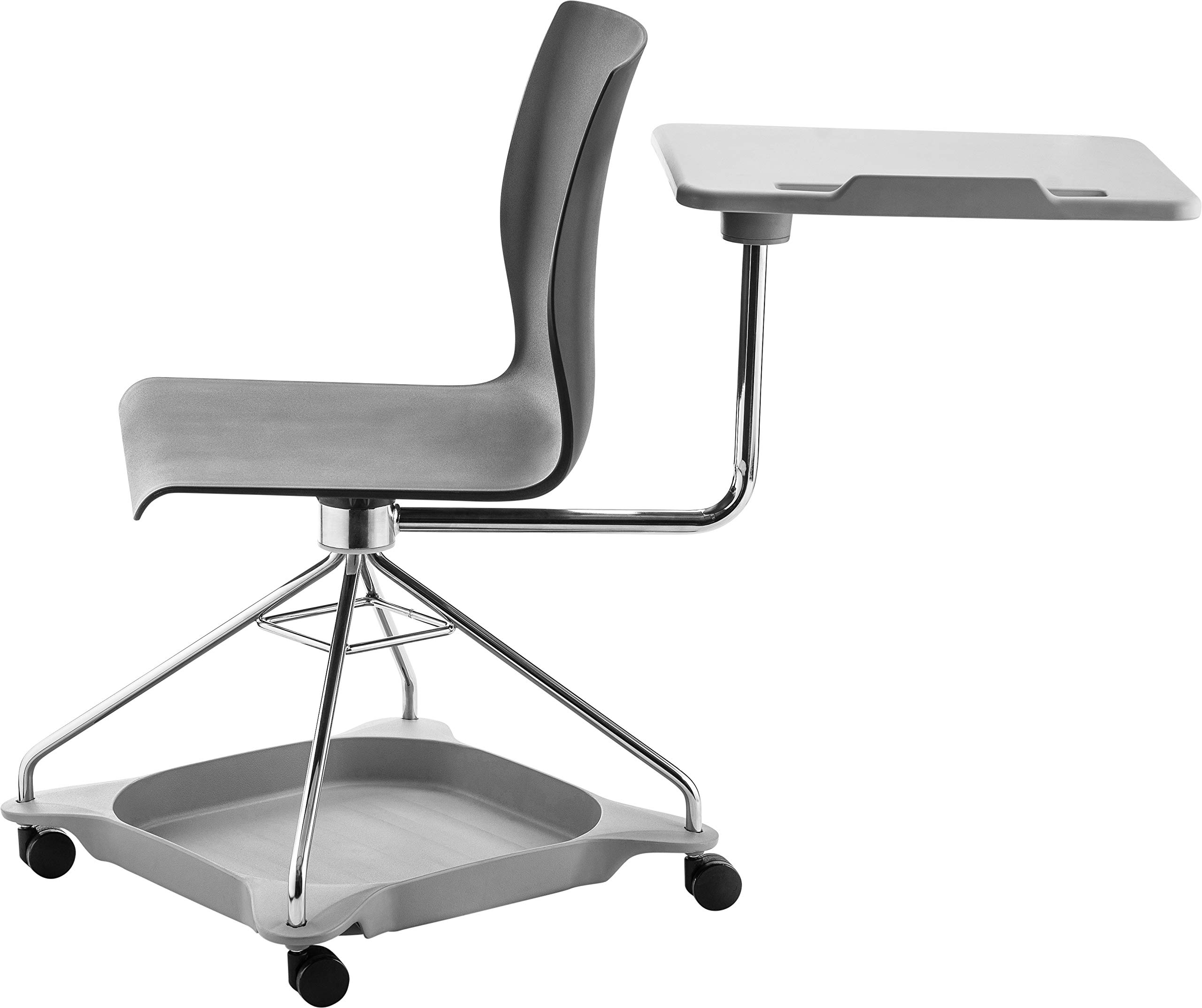 National Public Seating Mobile Chair with Tablet Arm & Storage - Black | Rolling Office Chair with Writing Surface & Storage Compartment | Perfect for Conference Rooms, Classrooms & Waiting Areas