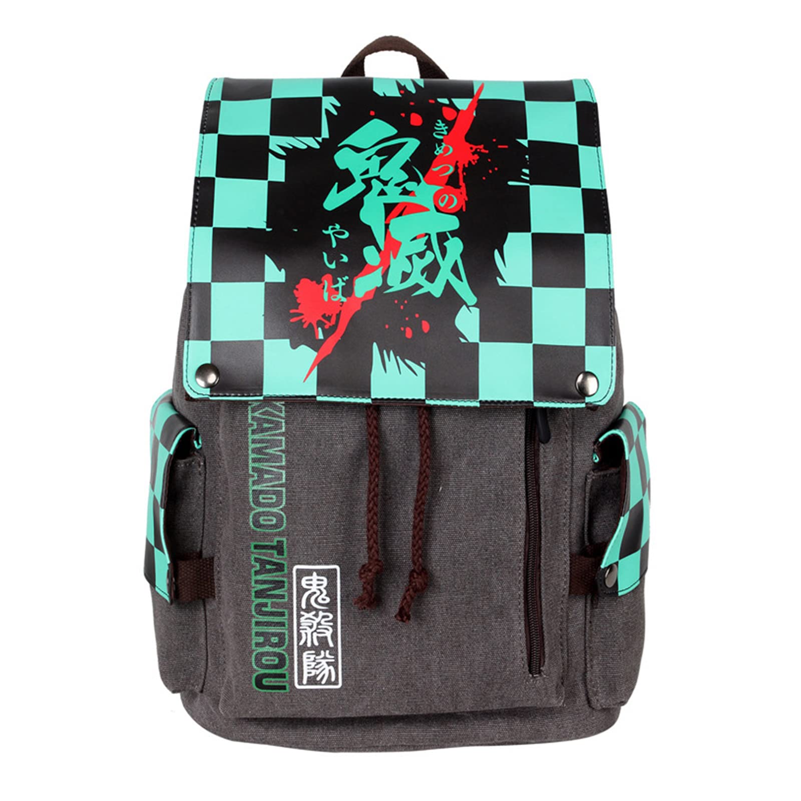 GLOOMALL Demon Slayer Anime Backpack - Tanjiro Kamado Canvas Drawstring Bag for School, Travel & Cosplay | Lightweight Rucksack for Anime Fans & Convention Goers