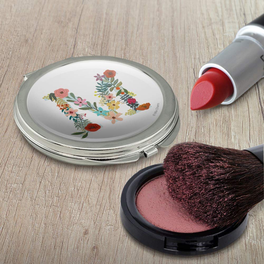 Floral Monogram Letter M Compact Travel Purse - Elegant Handbag with Mirror for Makeup & Essentials | Perfect for Travel, Parties & Everyday Use