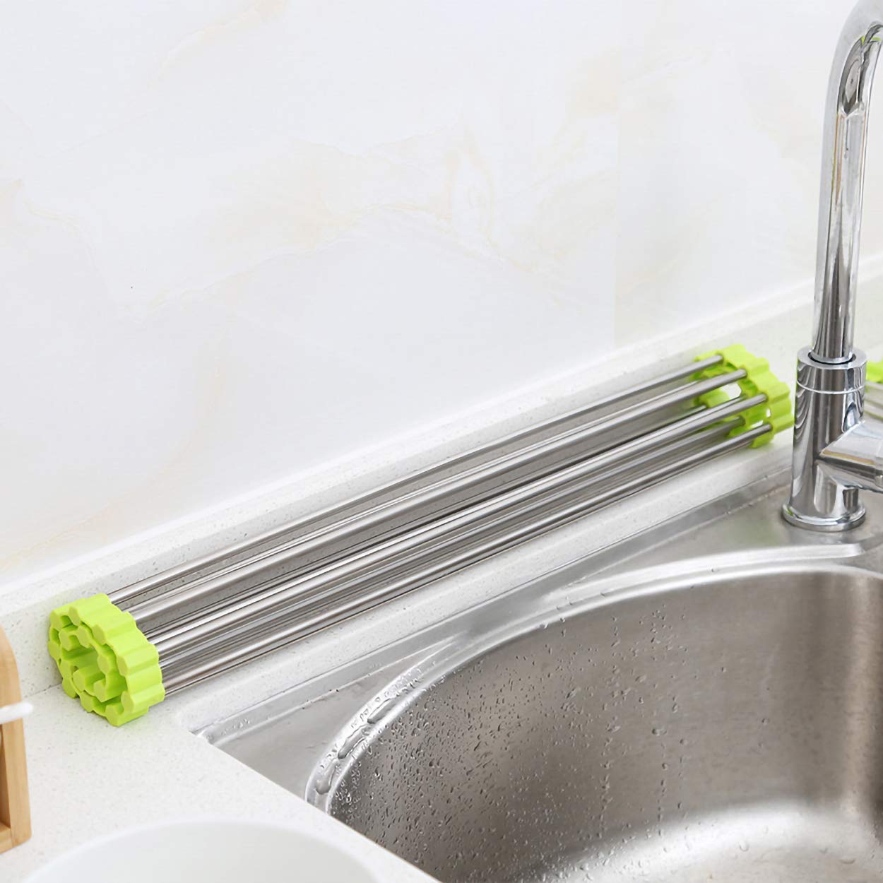 Stainless Steel Foldable Over Sink Dish Drying Rack - Space Saving Kitchen Utensil Holder for Fruits, Vegetables & Dishes | Perfect for Small Kitchens, RVs & Apartments (Multicolor, 1pc)