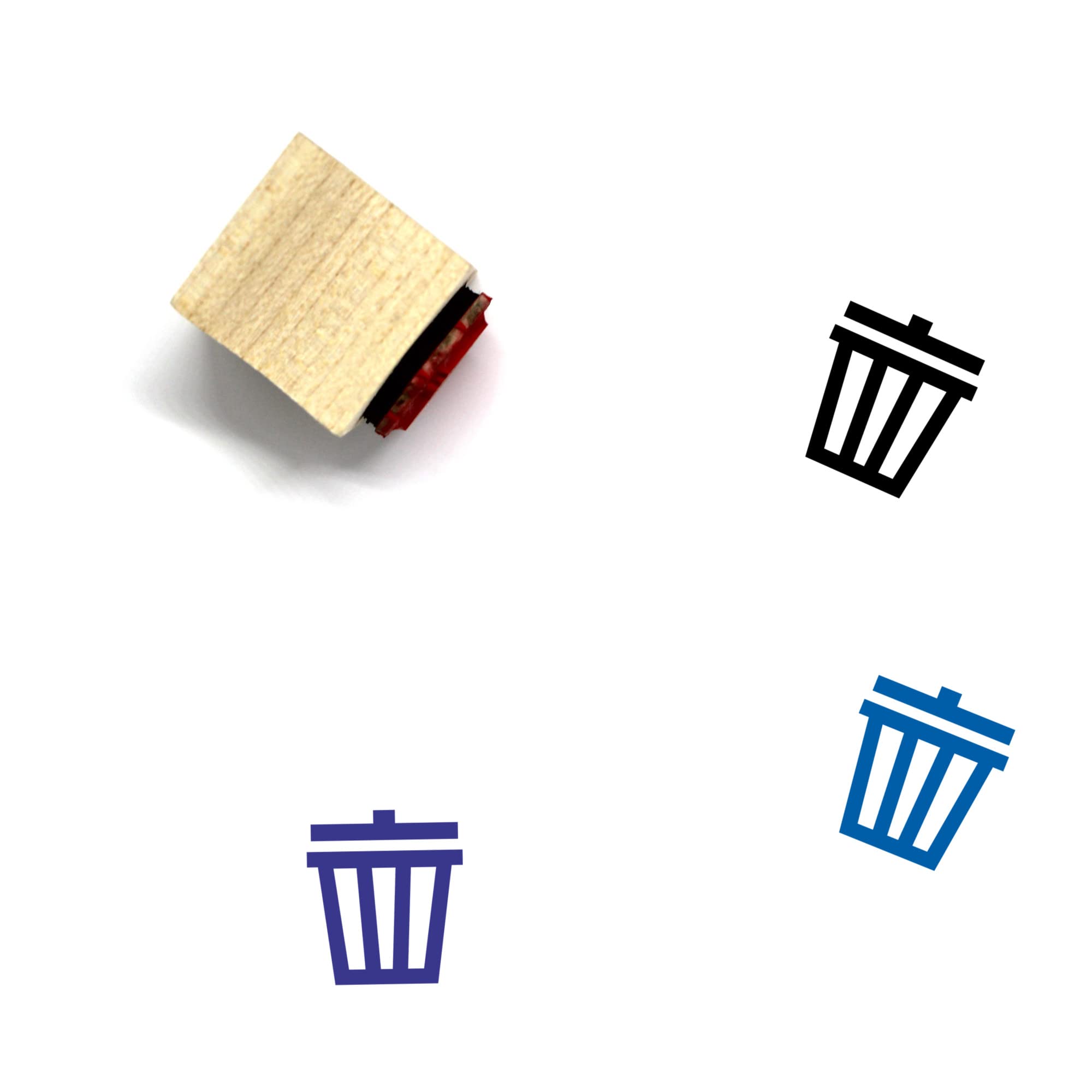 Wooden Rubber Stamp - Trash Can Design (0.5