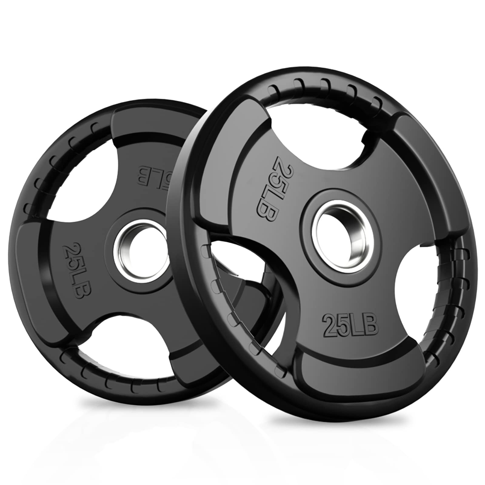 RitFit Olympic Rubber Grip Plates for Barbell - 2-Inch Weight Plates (2.5/5/10/25/35/45 LB) for Weightlifting, Strength Training, CrossFit - Perfect for Home Gym & Commercial Fitness Centers