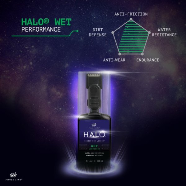 Finish Line HALO WET Bike Chain Lube 4OZ/120ml - Premium Bicycle Lubricant for Smooth Cycling & All-Weather Protection
