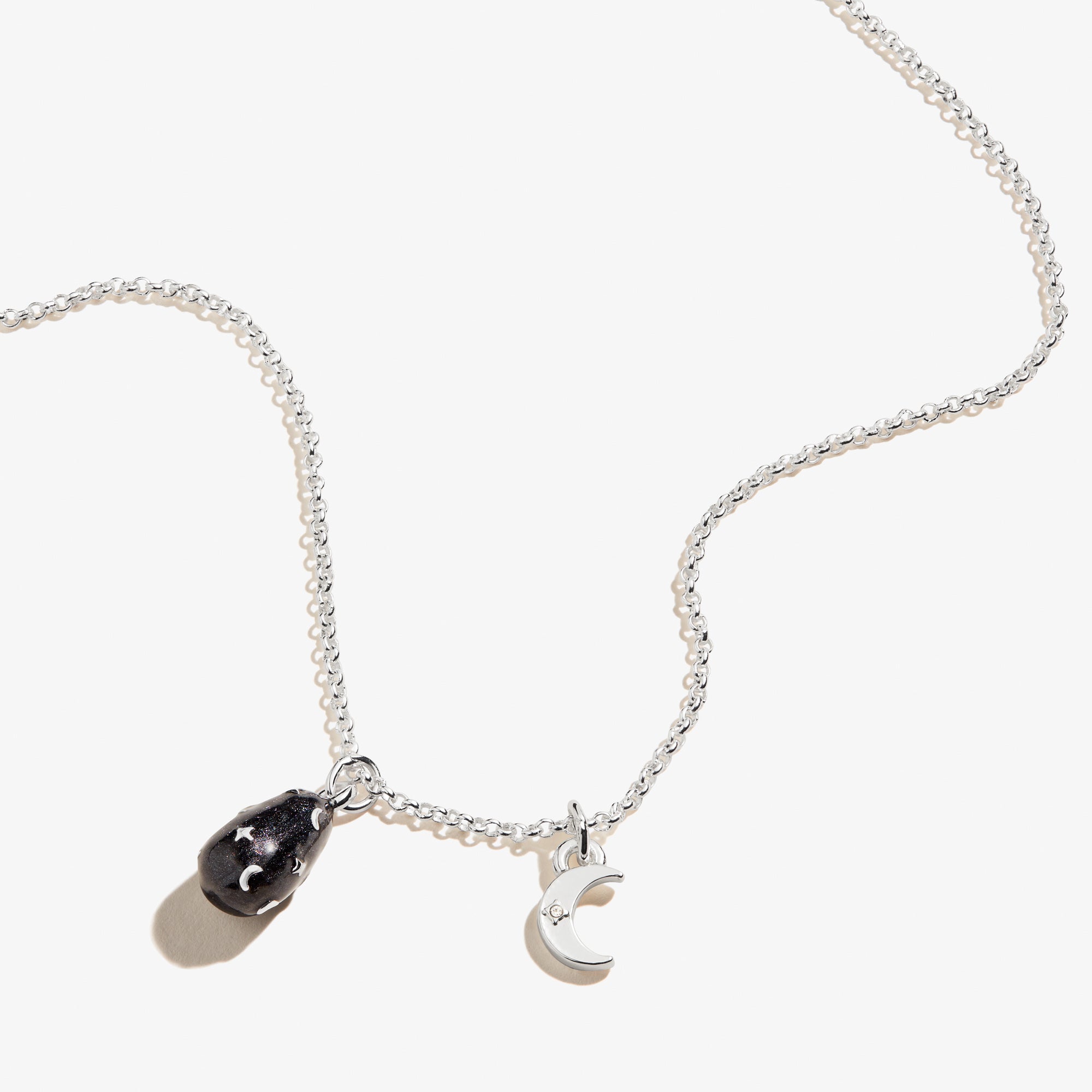 Celestial Moon Duo Charm Necklace - Sterling Silver Crescent Moon Pendant for Women - Perfect for Everyday Wear, Gift Giving & Special Occasions