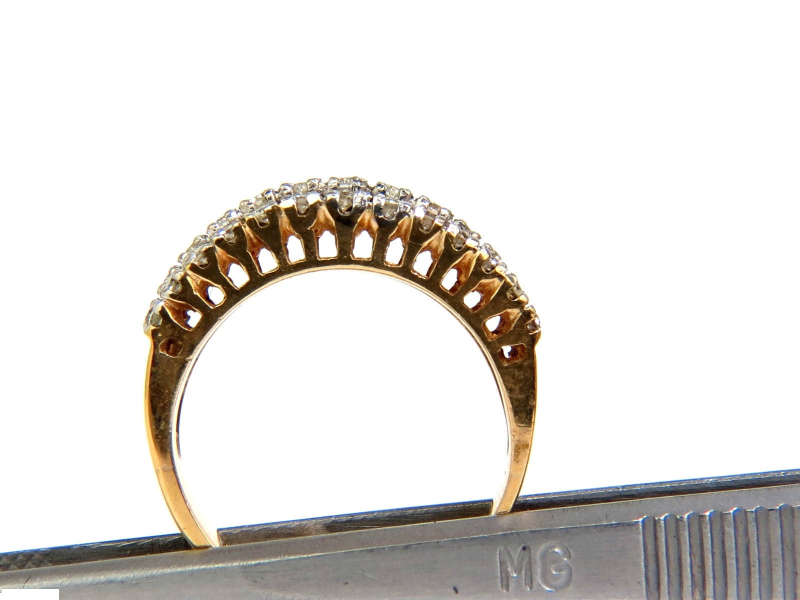 1.23CT Diamond Band Ring - 14KT Gold H/VS Quality Classic 3 Rows Wedding Ring for Women, Anniversary Gift, Bridal Jewelry, Everyday Elegance