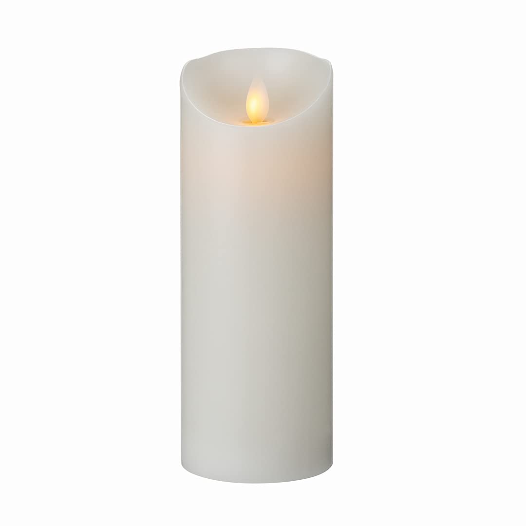 Fire Tek 3x8 Inch Flameless LED Pillar Candles - Set of 10 Programmable Dancing Flame Battery Candles with Real Wax Finish | Perfect for Home Decor, Wedding Centerpieces, Romantic Dinners & Holiday Parties | White Decorative Candles (Remote Sold Separately)