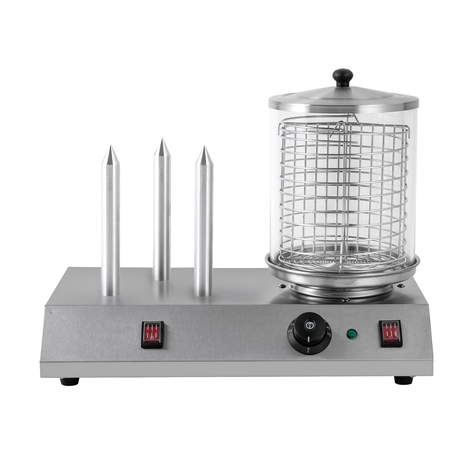 Commercial Hot Dog Machine & Bun Warmer - 458W 3 Hot Dog Steamer Toaster with Stainless Steel for Sausages, Dumplings, Vegetables - Perfect for Restaurants, Food Trucks, and Catering Events