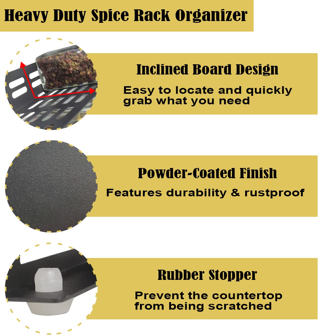 4-Tier Spice Rack Organizer - Countertop, Cabinet & Wall Mount for Kitchen Storage