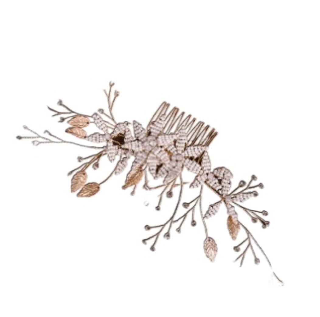 Elegant Gold Bridal Hair Comb with Flower - Wedding Headband for Bride, Bridesmaids & Special Occasions | Perfect for Weddings, Prom, Parties & Formal Events