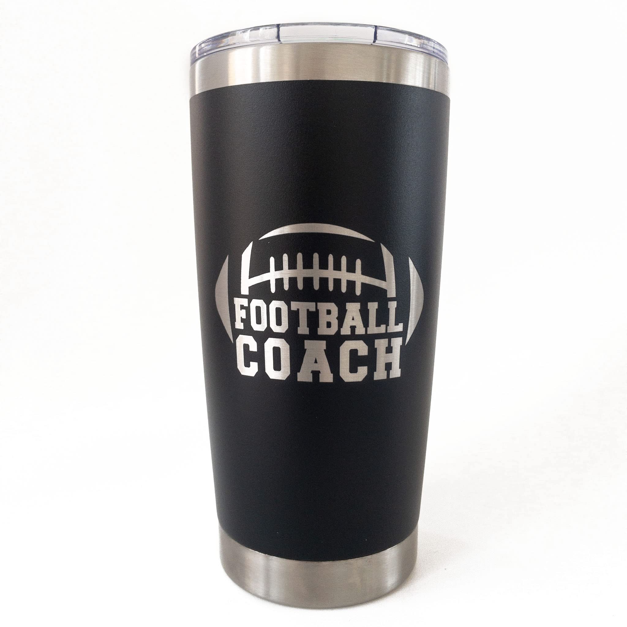 20oz Football Coach Travel Mug - Insulated Stainless Steel Tumbler with Lid & Straw - Perfect Coaching Gift for Men, Dad, Husband - Great for Practice, Games & Office Use