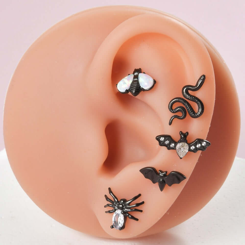 Bat & Spider Stud Earrings for Women | Gothic Halloween Jewelry | DL3011 | Perfect for Costume Parties & Gothic Fashion