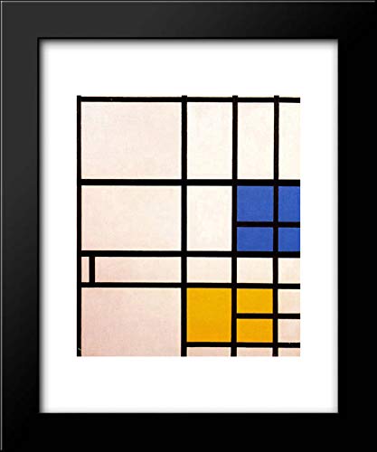 Piet Mondrian Composition No. 11 London Framed Art Print 20x24 - Blue Red Yellow Abstract Canvas Painting for Modern Home & Office Wall Decor