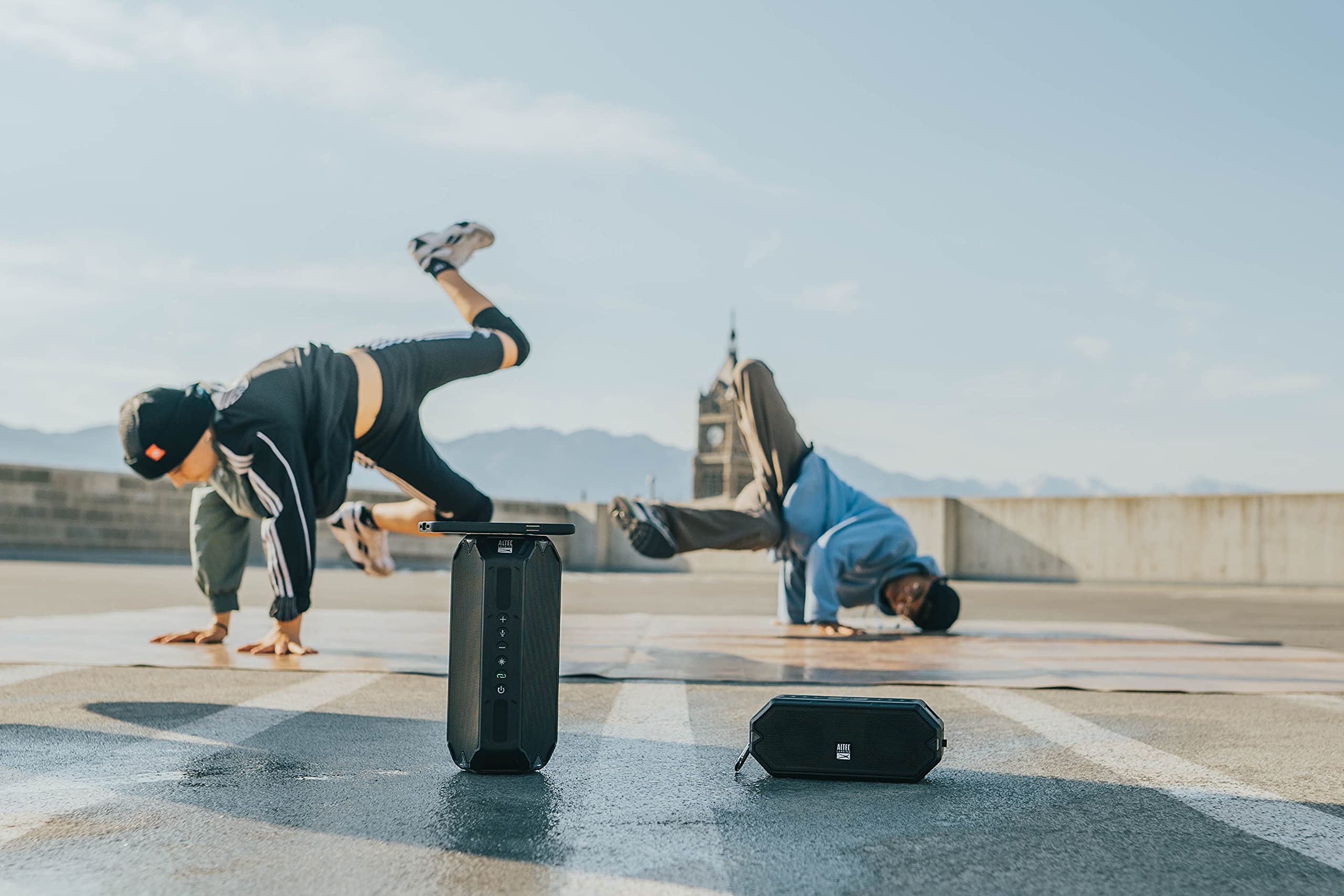 Altec Lansing HydraBlast Wireless Bluetooth Speaker - IP67 Waterproof, 20H Playtime, USB-C Rechargeable with Built-in Phone Charger & LED Lights - Perfect for Outdoor Parties, Beach, Pool & Camping (Black)