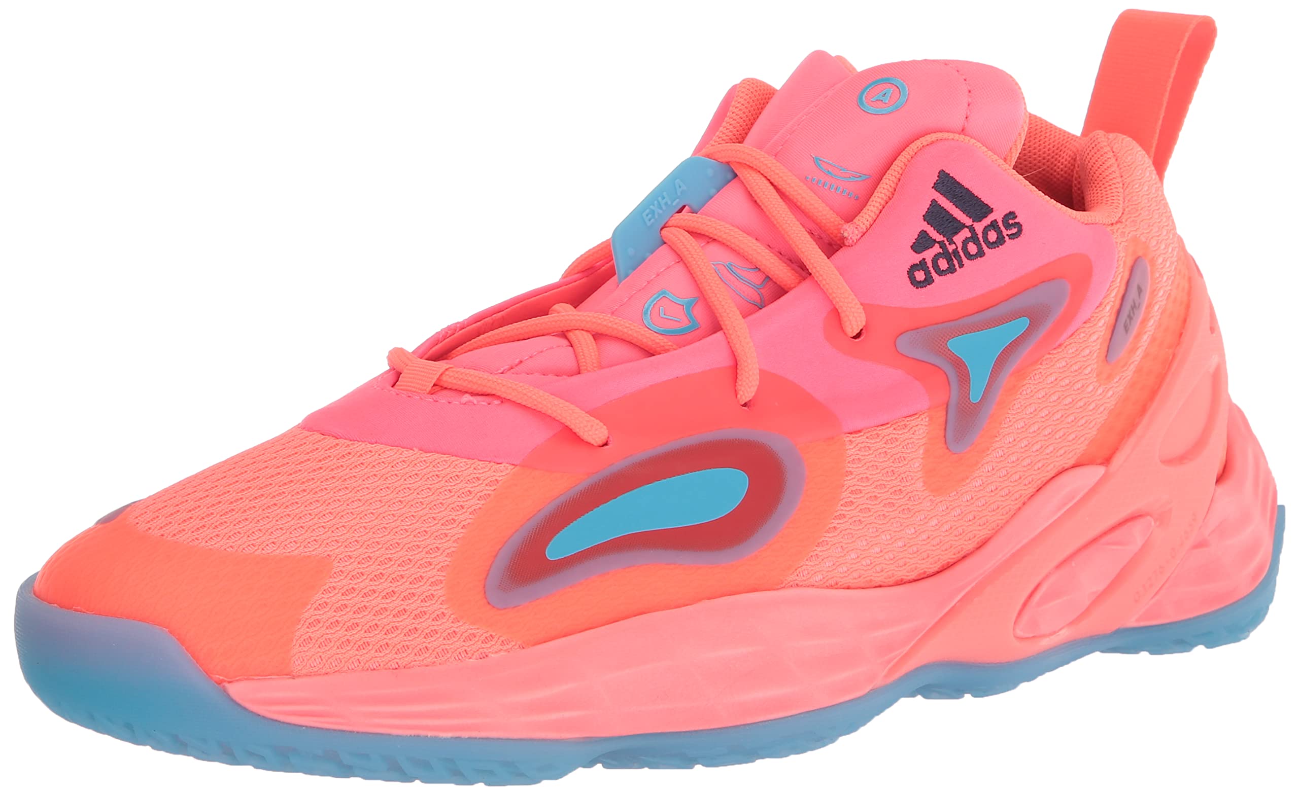 Adidas Unisex Exhibit A Basketball Shoes - Acid Red/Sky Rush/Shadow Navy - Size 7 US Men - Perfect for Indoor/Outdoor Court Play & Casual Streetwear