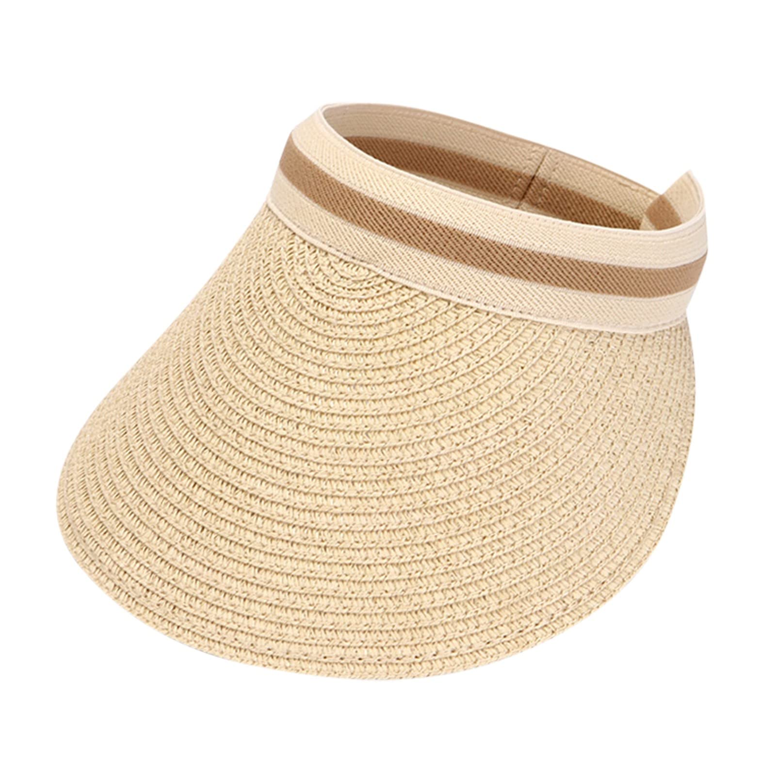 Women's Wide Brim Straw Hat for Summer - UPF Sun Protection Beach & Golf Hat with Ponytail Hole - Large Brim Visor for Outdoor Travel, Gardening, and Vacations