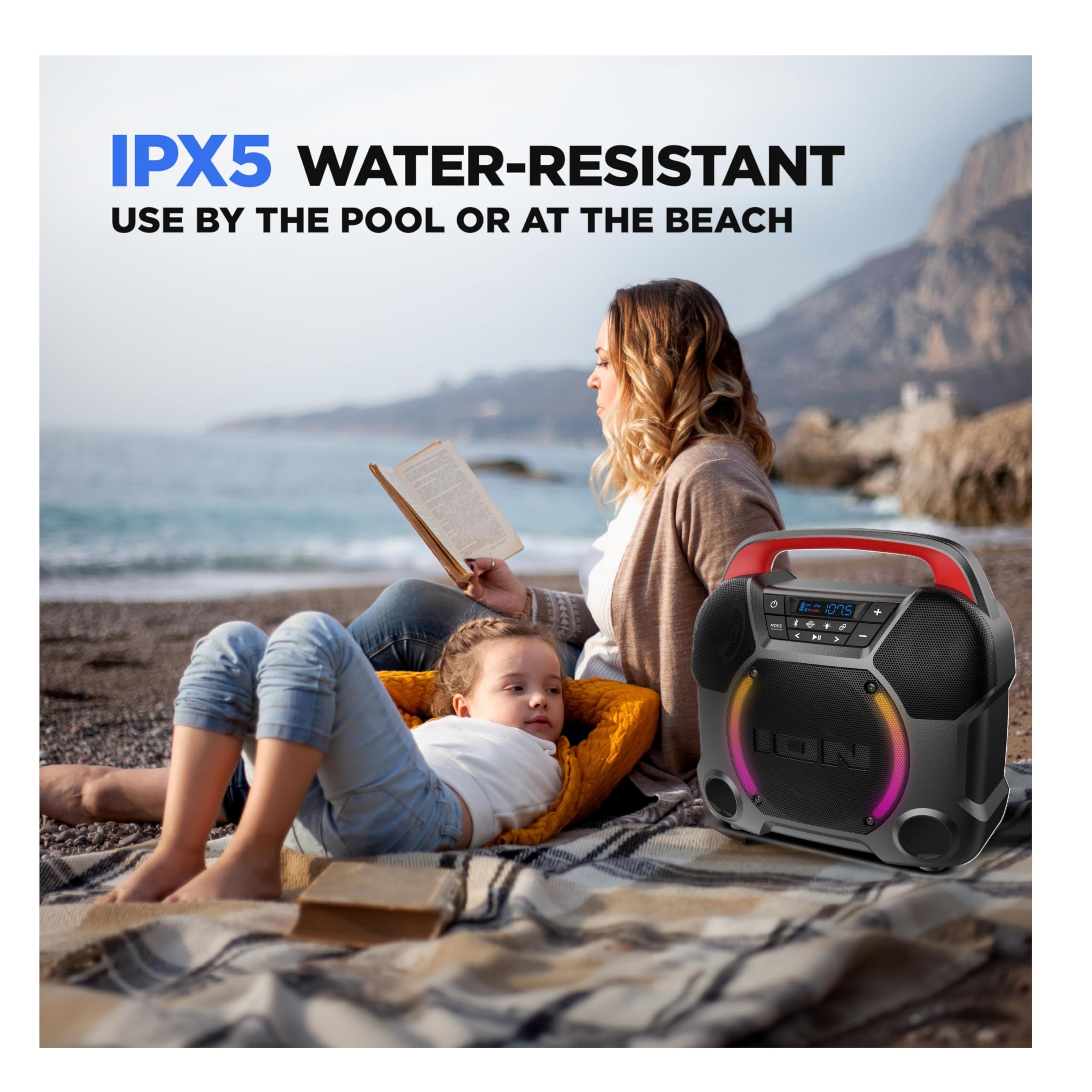 ION Audio Pathfinder Go Portable Bluetooth Speaker - Black (Renewed) | Wireless Outdoor Speaker for Camping, Beach, Pool Party & Travel