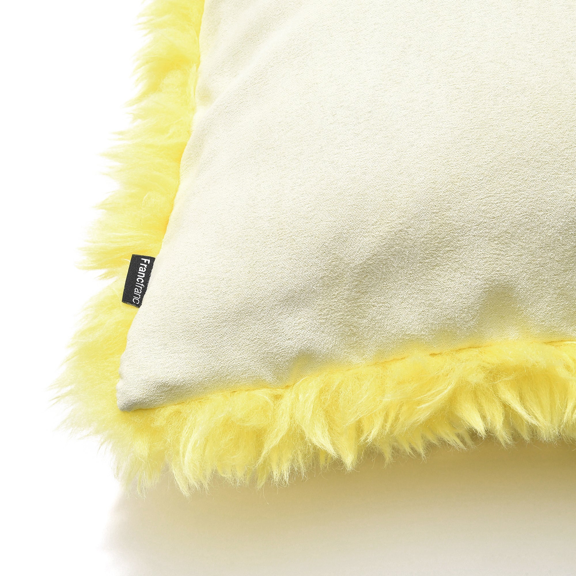 Premium 450x450 Fur V Cushion Cover - Soft Light Yellow Decorative Pillow Case for Living Room Sofa, Bedroom & Home Decor