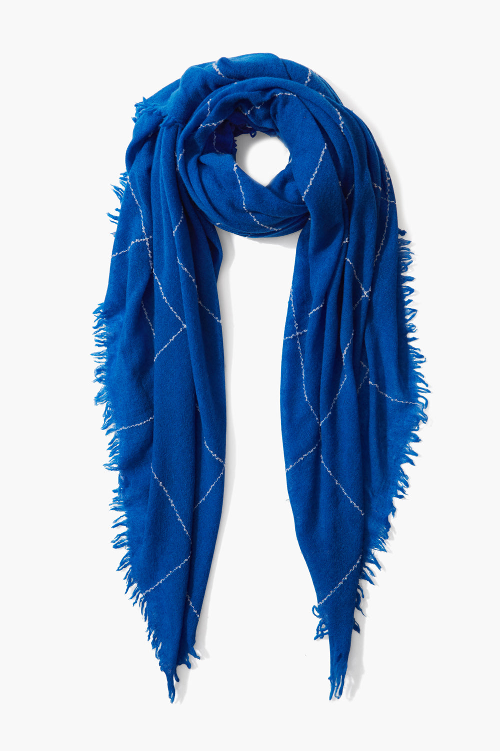 Luxury 100% Cashmere Scarf - Soft Winter Wrap for Women & Men - Estate Blue Windowpane Plaid Pattern - Perfect for Cold Weather, Gifts & Fashion Accessories