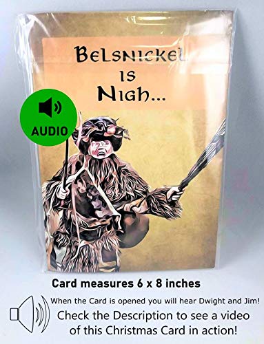 The Office Christmas Cards - Belsnickel Holiday Greeting Cards with Sound Quotes - Perfect for Office Fans, Secret Santa & Holiday Gifts - Playable Dwight Audio Card for Christmas Parties & Festive Decor