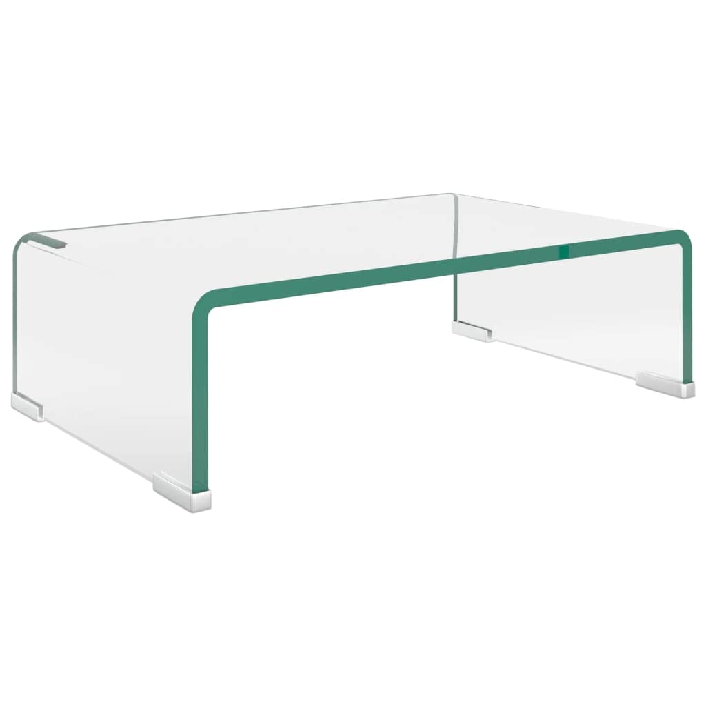 Modern Glass TV Stand with Storage - 15.7