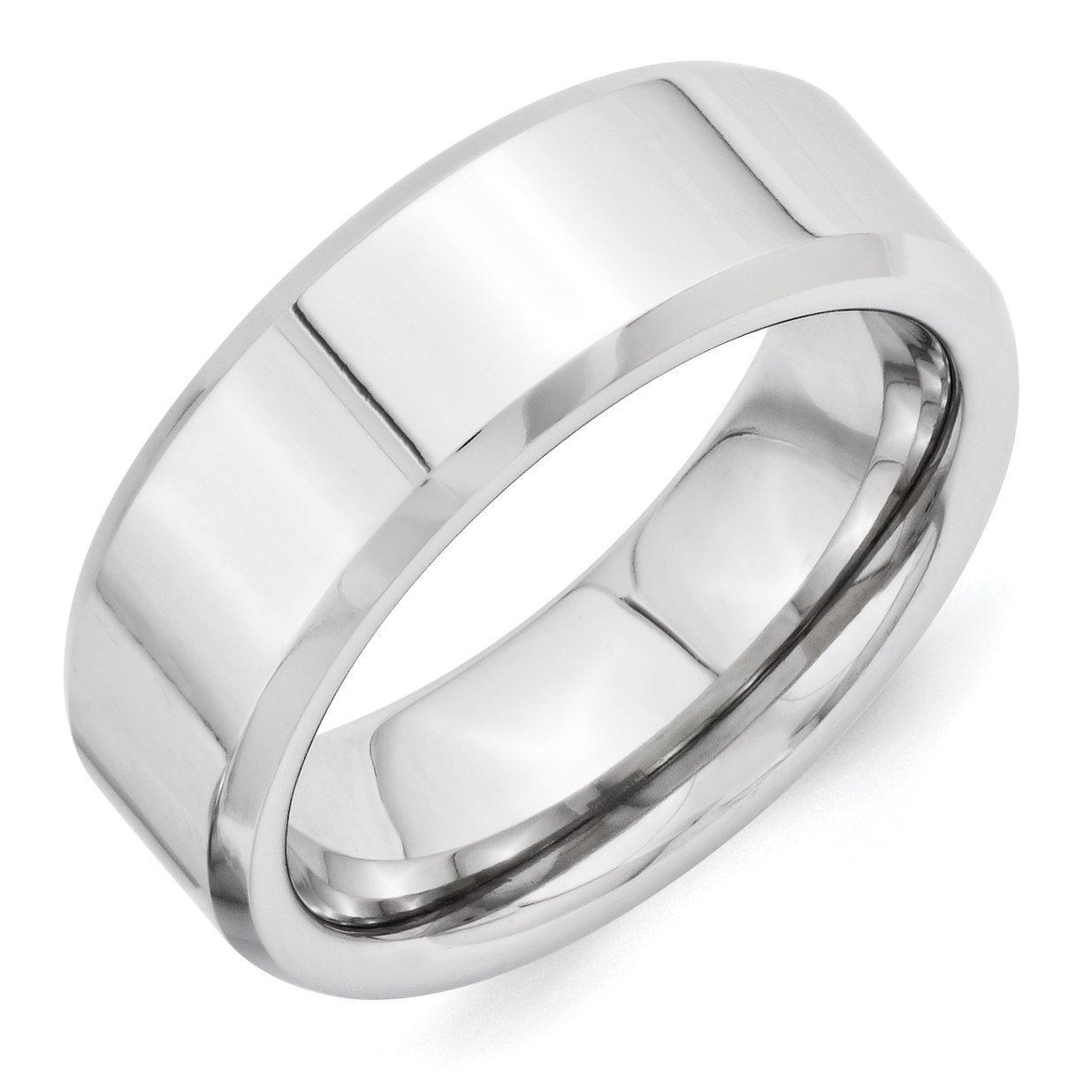 Vitalium Polished 8mm Beveled Edge Wedding Band Ring for Women - Hypoallergenic Comfort Fit Diamond2Deal - Perfect for Bridal, Anniversary & Everyday Elegance