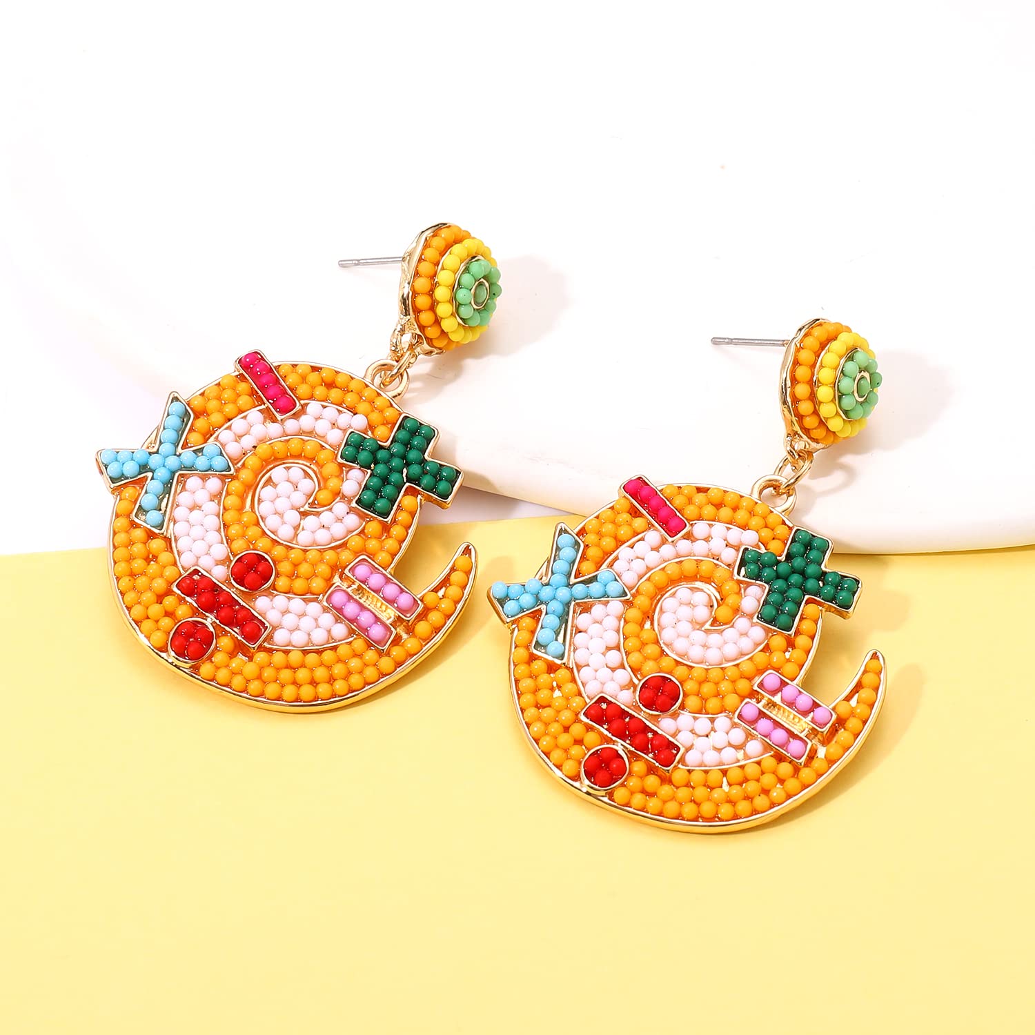 Beaded Pencil Dangle Earrings for Women - Colorful Rainbow Statement Jewelry - Perfect Teacher Appreciation Gift & Back to School Accessories - Great for Classrooms, Teacher Gifts, and School Events