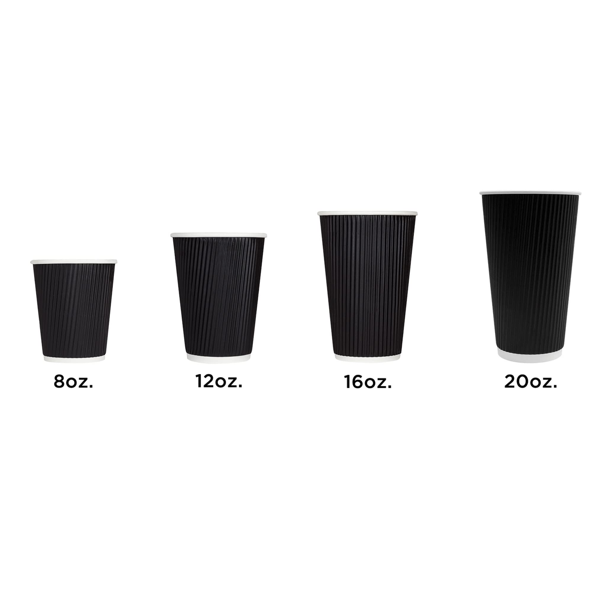 Karat 16oz Ripple Insulated Coffee Cups [500 Count] - Double Poly Lined Hot Drink Containers for Coffee, Tea & Cocoa - Perfect for Offices, Cafes & Catering - Black (C-KRC516B)