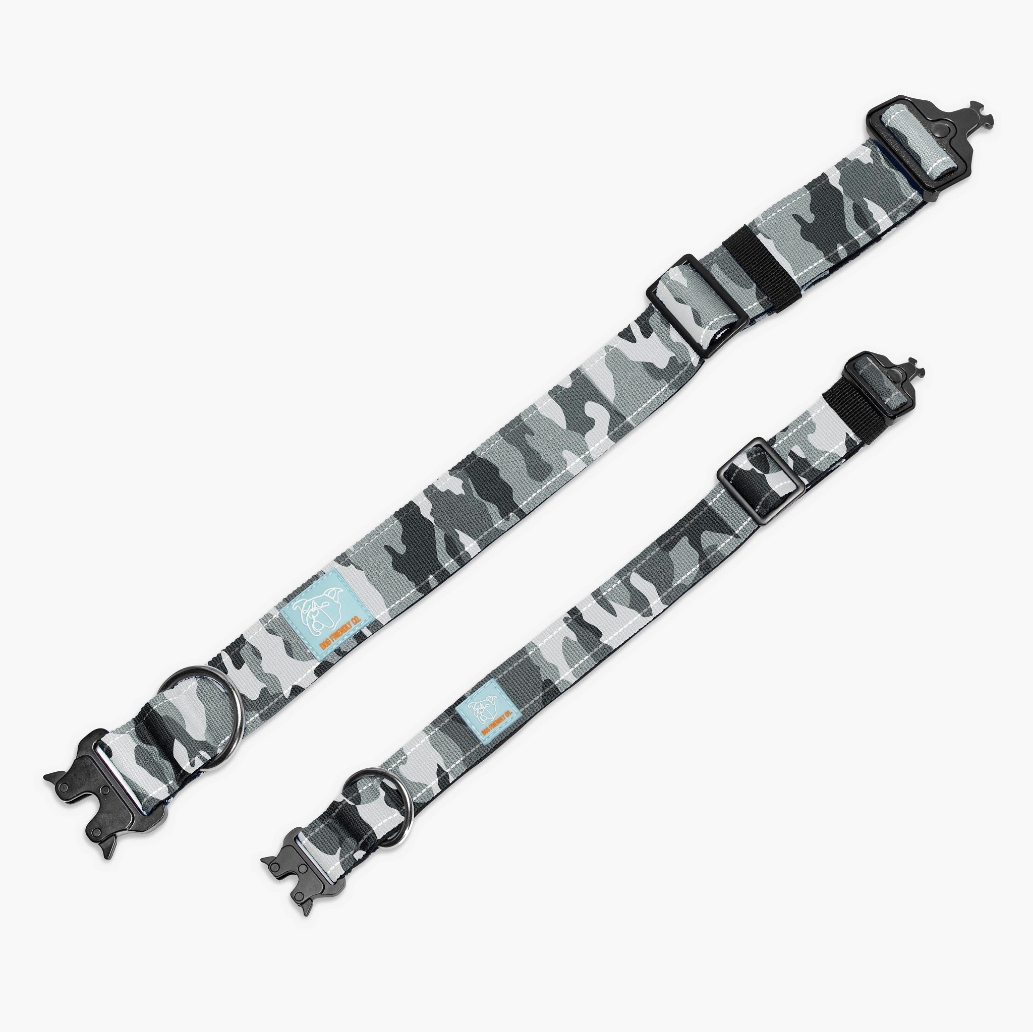 Tactical Dog Collar - Heavy Duty Nylon Military Style with Grey Camouflage - Perfect for Outdoor Adventures, Hiking & Training - Adjustable & Durable Pet Collar for Medium & Large Dogs