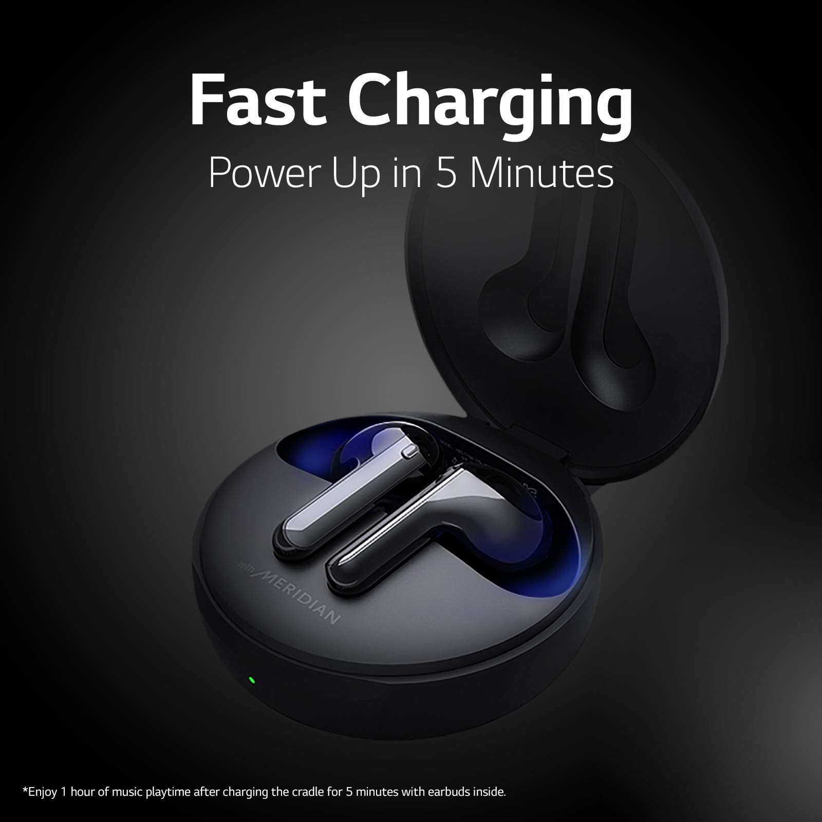 LG TONE Free FN7 Wireless Earbuds - Active Noise Cancelling Bluetooth Headphones with Meridian Sound, Dual Mic for Calls, Compatible with iPhone & Android (Black) | Perfect for Work, Gym & Travel