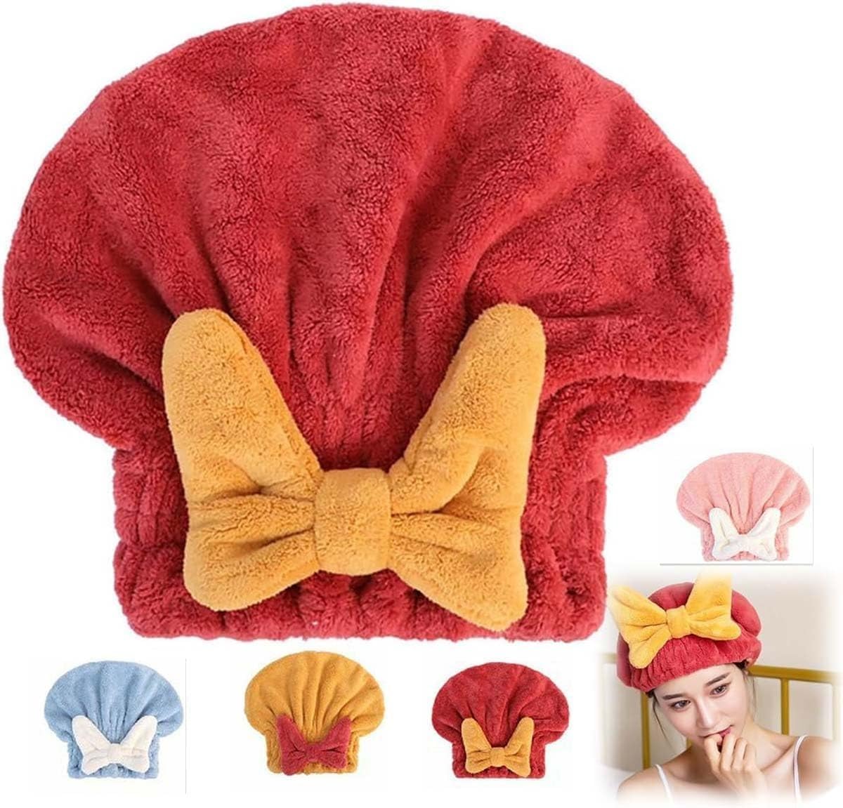 Premium Microfiber Hair Towel Wrap - Ultra Absorbent Hair Turban for Fast Drying, Bath, Spa & Shower | Soft Twist Cap Head Towel for Women & Men | Perfect for Post-Workout, Travel & Home Use (Red)