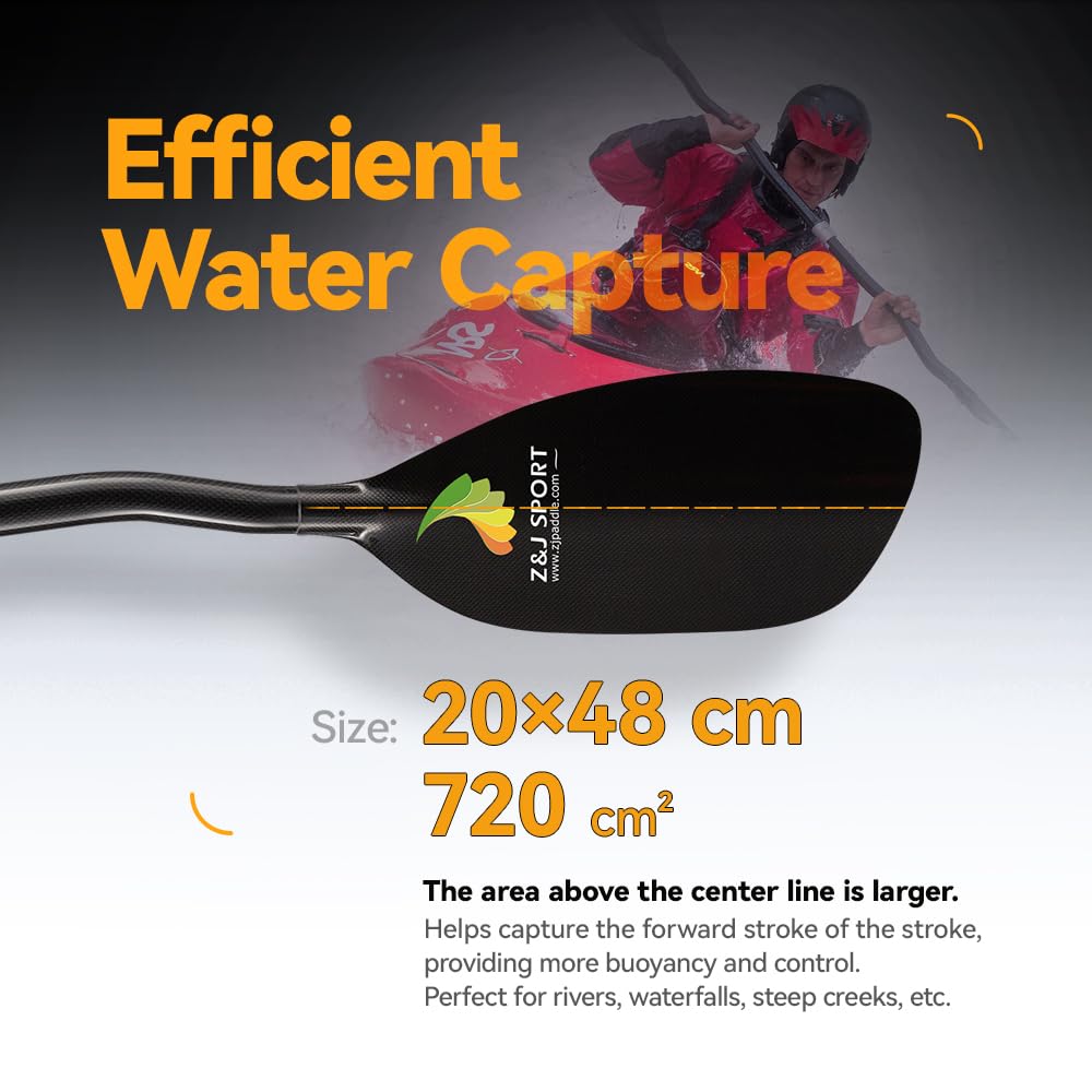 Premium Full Carbon Whitewater Kayak Paddle - Ultra Lightweight 2-Piece Design for Whitewater, River Running & Creeking | Includes Free Paddle Bag | Perfect for Adventure Kayaking & Extreme Water Sports