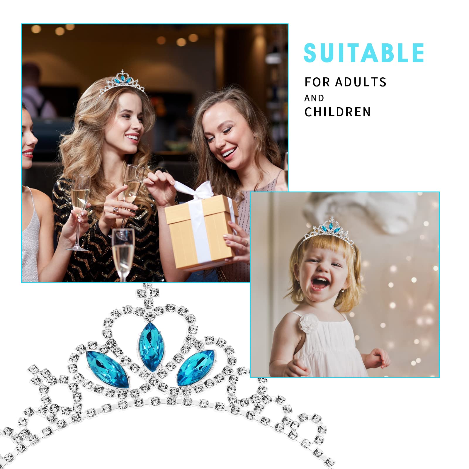 Molain 2-Piece Princess Crown Tiara Set - Sparkling Rhinestone & Pearl Hair Hoop Headband for Girls & Women | Perfect for Weddings, Proms, Parties & Special Occasions (Style B)