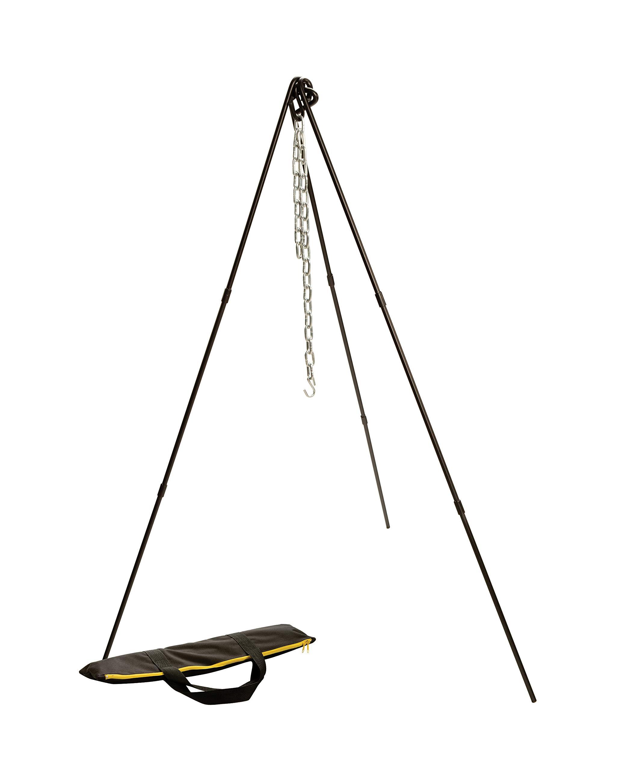 Lodge ATP2 Adjustable Camp Tripod 40-60 Inch Tall Black - Perfect for Outdoor Cooking, Camping & Backyard Grilling