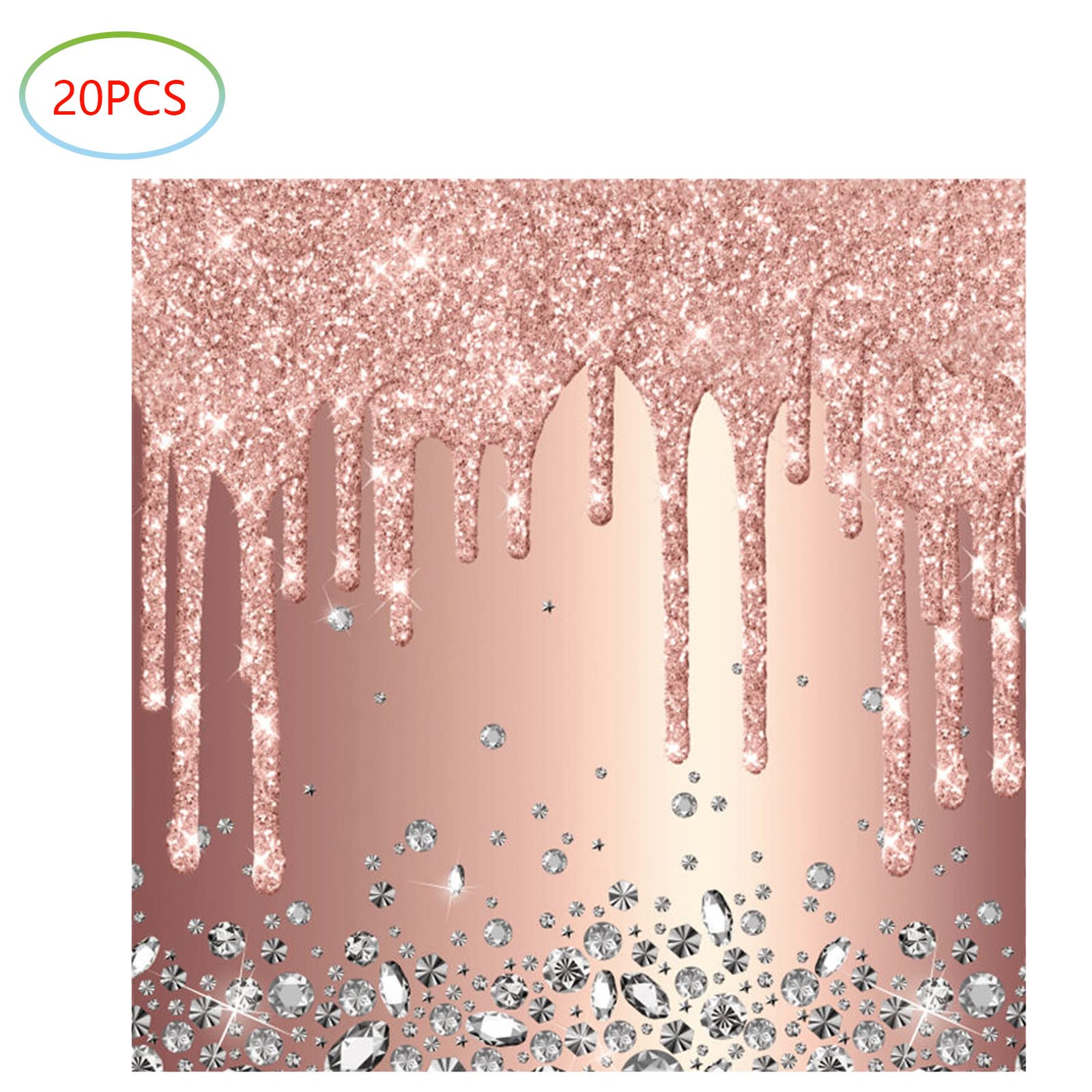 Pink Rose Gold Birthday Party Supplies Set - 20 Plates & 20 Napkins - Elegant Party Decorations for Girls & Women - Perfect for Birthday Celebrations, Baby Showers & Bridal Showers