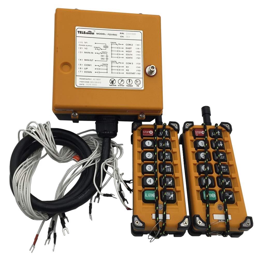 Industrial Wireless Remote Control for Hoist Crane - F23-A++ Push Button Switch with 2 Transmitters & 1 Receiver (220V/380V AC Optional) - Perfect for Construction Sites, Warehouses, and Heavy Lifting Operations
