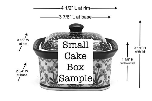 Handmade Polish Pottery Cake Storage Box - Small Buttercup Design - Perfect for Gift Giving, Dessert Display & Kitchen Organization
