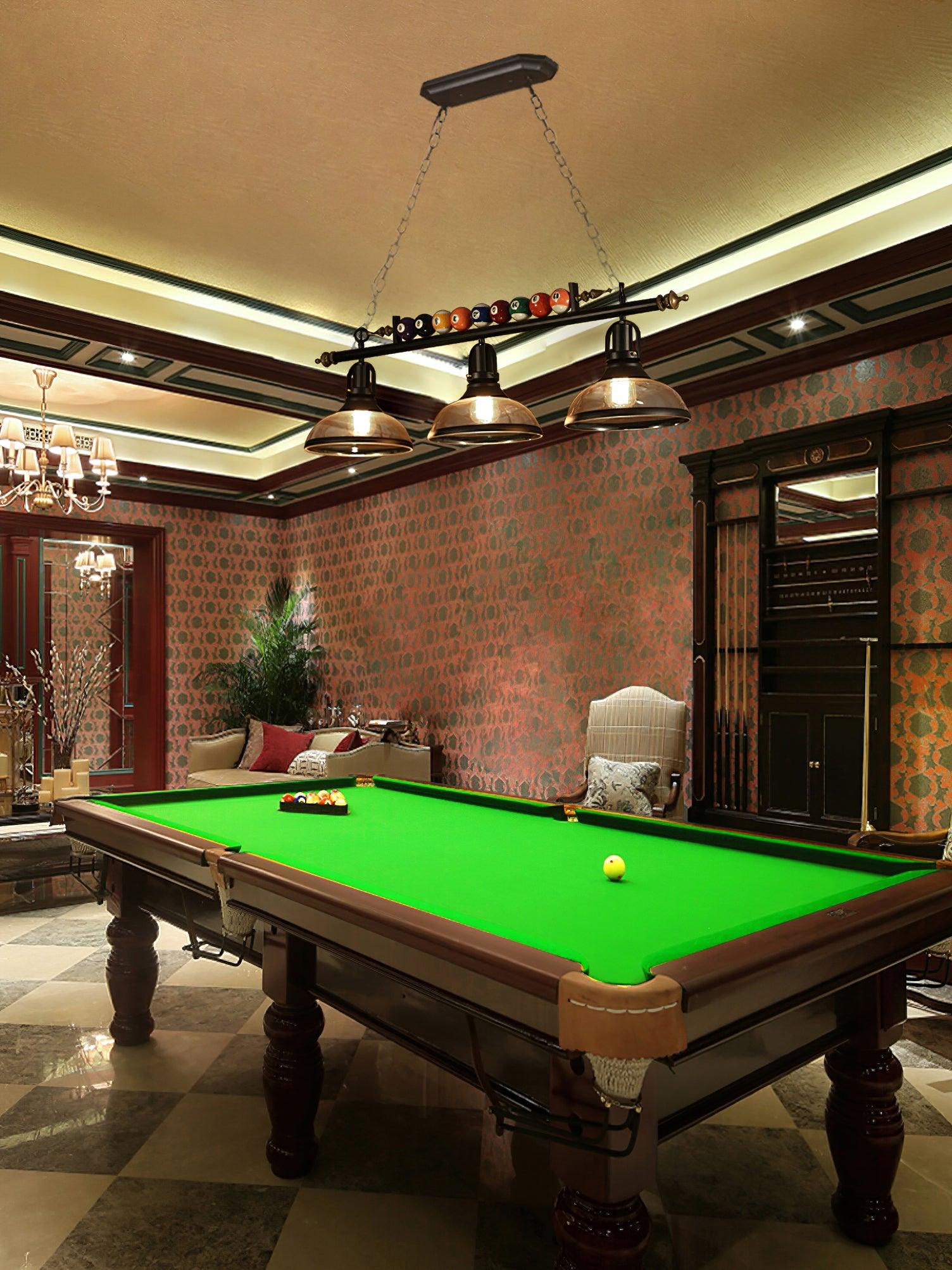 Elegant Kasha Billiard Chandelier - Vintage Pool Table Lighting Fixture for Game Rooms, Bars & Man Caves