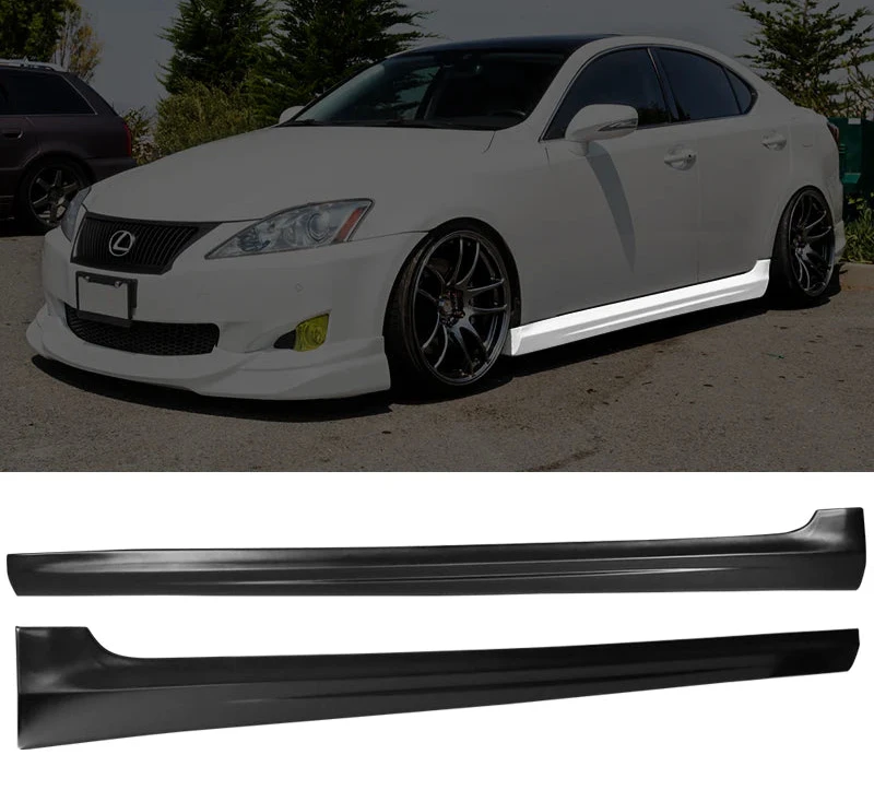 2006-2013 Lexus IS250 IS350 S Style Matte Black Side Skirts - Unpainted PP Material - Perfect for Car Upgrades & Customization - Enhance Your Lexus Styling for Sporty Look