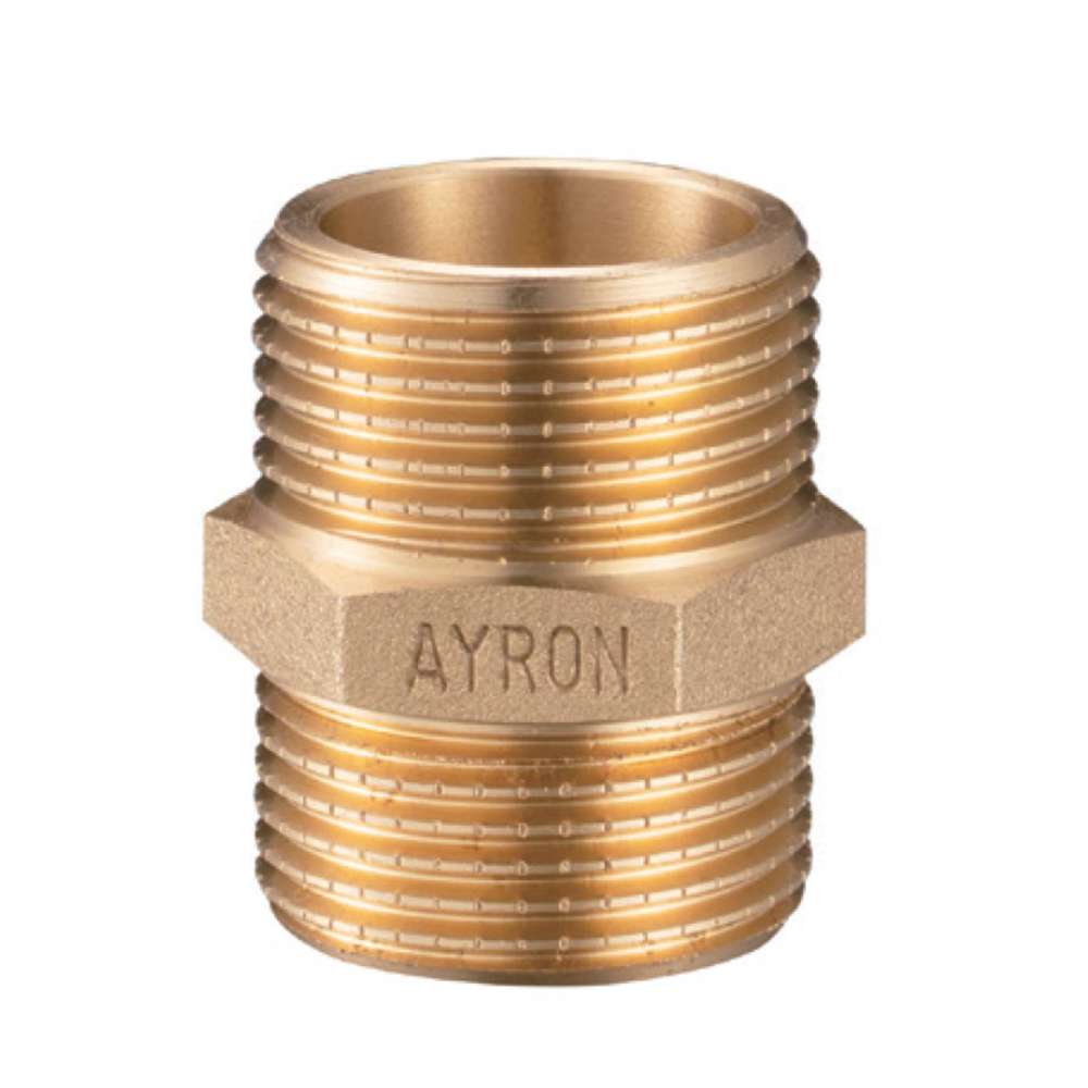 Ayron Brass Hex Nipple 25mm - High-Quality Plumbing Fitting for Water and Gas Lines - Perfect for DIY Home Repairs and Industrial Applications