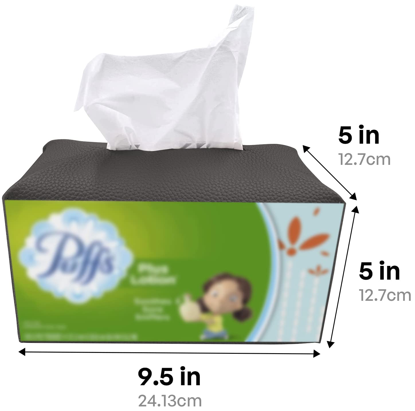 Carrotez Modern PU Leather Tissue Box Cover - Decorative Rectangular Tissue Holder for Bathroom, Vanity, Office Desk & Nightstand (9.5