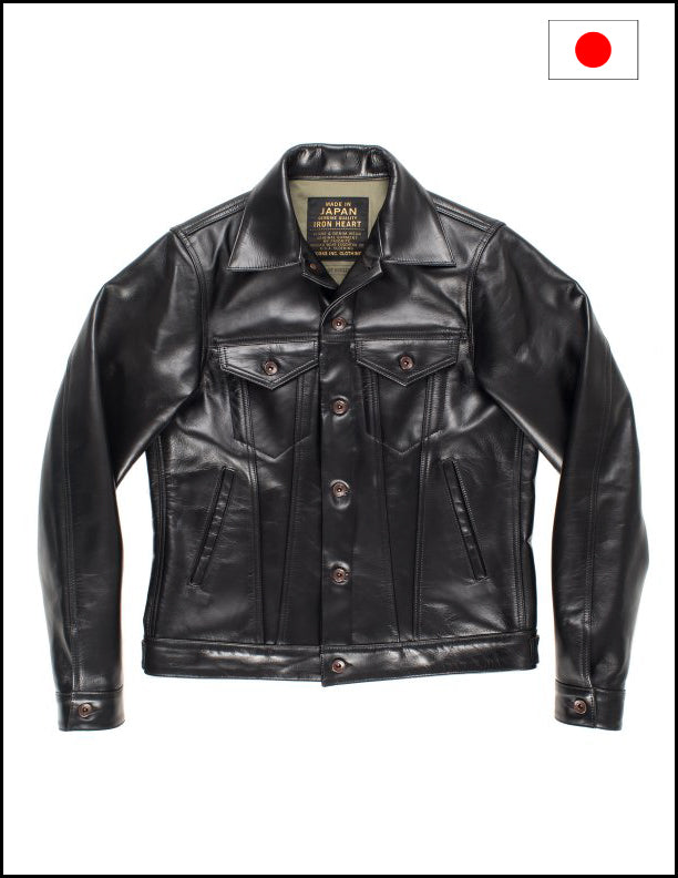 Iron Heart IHJ-64 Horsehide Modified Type III Jacket - Black | Premium Leather Biker Jacket for Men | Riding, Motorcycle & Casual Wear