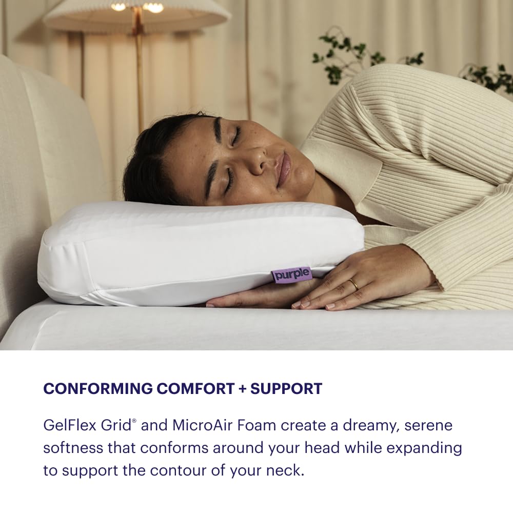 Purple DreamLayer Pillow - Standard Size Cooling Gel Memory Foam Pillow with Multi-Layered GelFlex Grid & MicroAir Foam for Neck Support & Pressure Relief - Adjustable Height with Removable Foam Booster Layers - Perfect for Side Sleepers, Back Pain Relief & Hot Sleepers