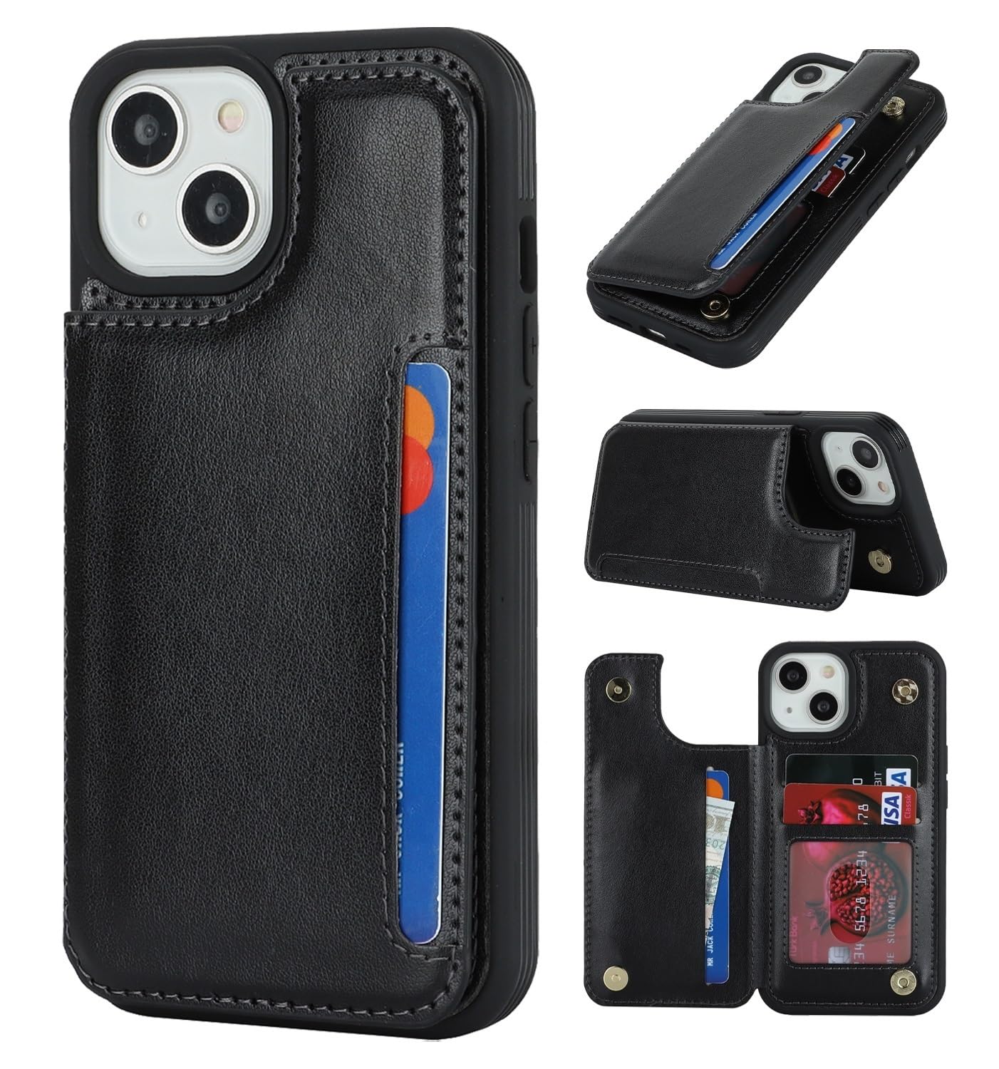 iCoverCase for iPhone 14 Wallet Case with Card Holder & RFID Blocking - PU Leather Protective Phone Cover for iPhone 14 6.1 Inch (Black) - Perfect for Everyday Use, Travel, and Secure Contactless Payments